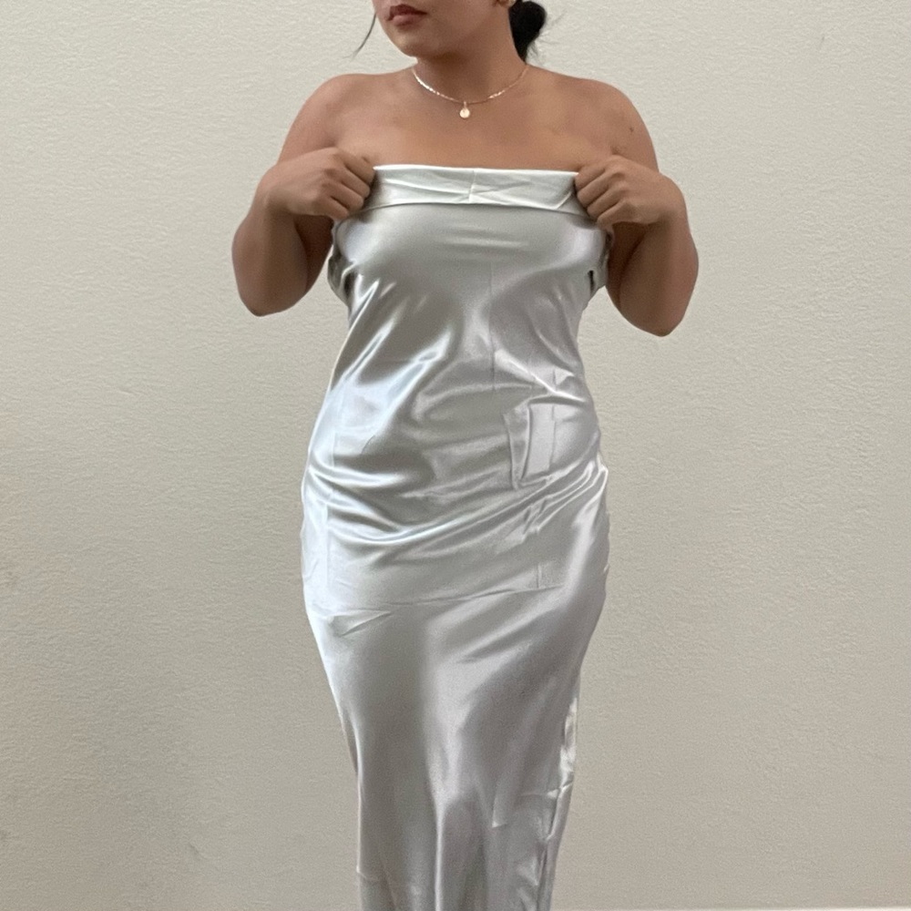 SSATIN - Women's Dresses Satin Folded Over Bust Maxi Dress
